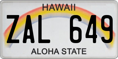 HI license plate ZAL649