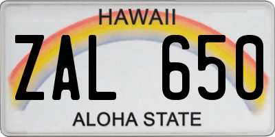 HI license plate ZAL650