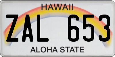HI license plate ZAL653