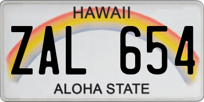 HI license plate ZAL654