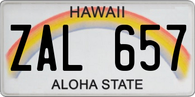 HI license plate ZAL657
