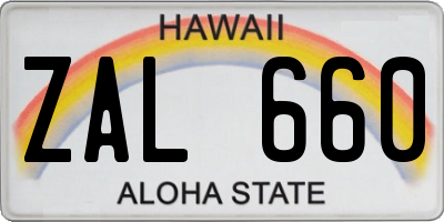 HI license plate ZAL660