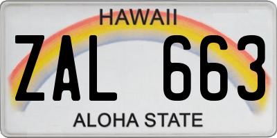 HI license plate ZAL663
