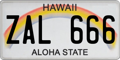 HI license plate ZAL666