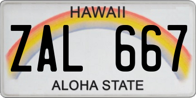 HI license plate ZAL667