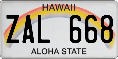 HI license plate ZAL668