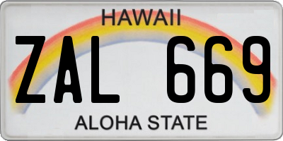 HI license plate ZAL669