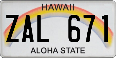 HI license plate ZAL671