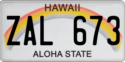 HI license plate ZAL673
