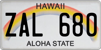 HI license plate ZAL680