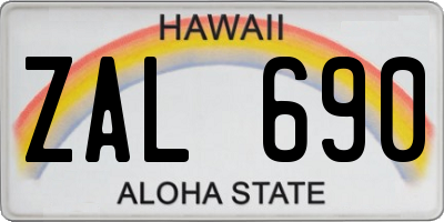 HI license plate ZAL690
