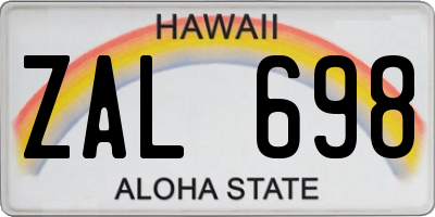 HI license plate ZAL698