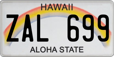 HI license plate ZAL699