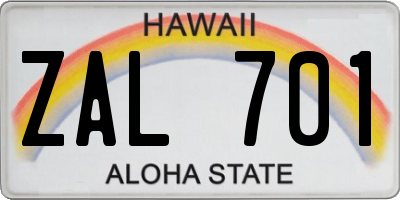 HI license plate ZAL701