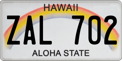 HI license plate ZAL702