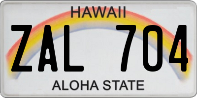 HI license plate ZAL704