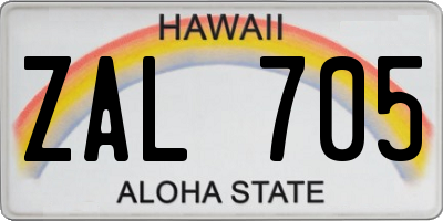HI license plate ZAL705