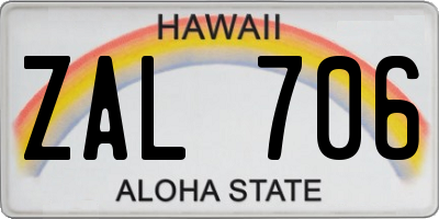 HI license plate ZAL706