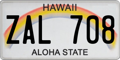 HI license plate ZAL708