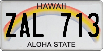 HI license plate ZAL713