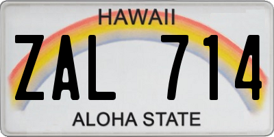 HI license plate ZAL714