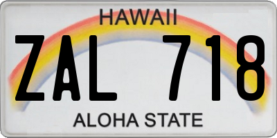 HI license plate ZAL718