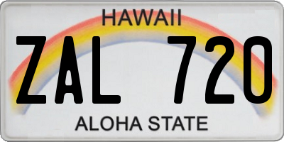 HI license plate ZAL720