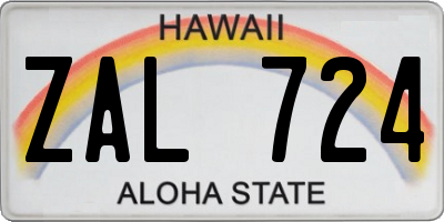 HI license plate ZAL724