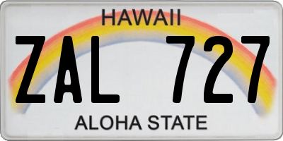 HI license plate ZAL727