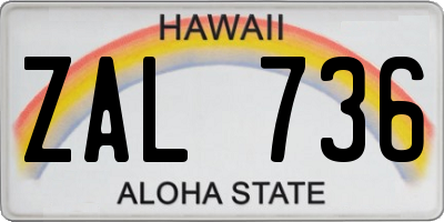 HI license plate ZAL736