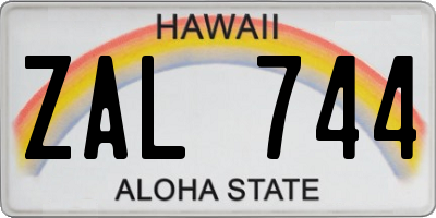HI license plate ZAL744