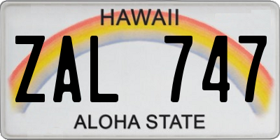 HI license plate ZAL747