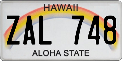 HI license plate ZAL748
