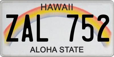 HI license plate ZAL752