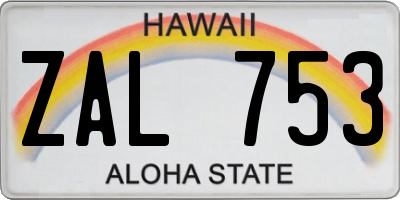 HI license plate ZAL753