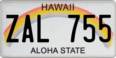 HI license plate ZAL755