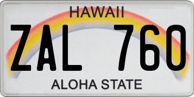 HI license plate ZAL760
