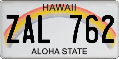 HI license plate ZAL762