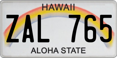 HI license plate ZAL765