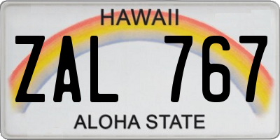 HI license plate ZAL767