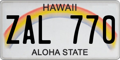 HI license plate ZAL770
