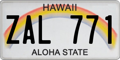 HI license plate ZAL771
