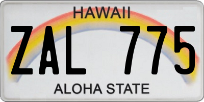 HI license plate ZAL775