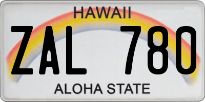 HI license plate ZAL780