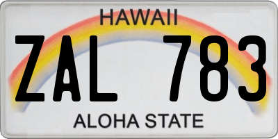 HI license plate ZAL783