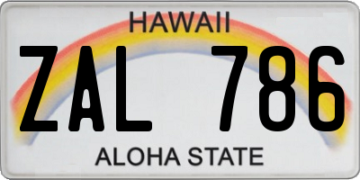 HI license plate ZAL786