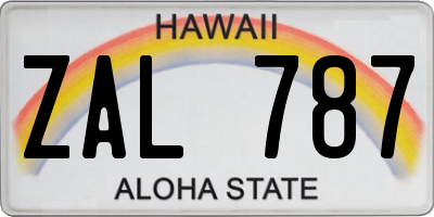 HI license plate ZAL787