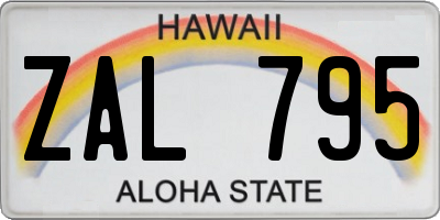 HI license plate ZAL795