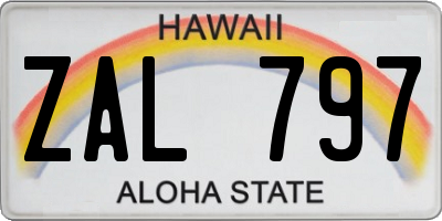 HI license plate ZAL797