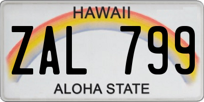 HI license plate ZAL799